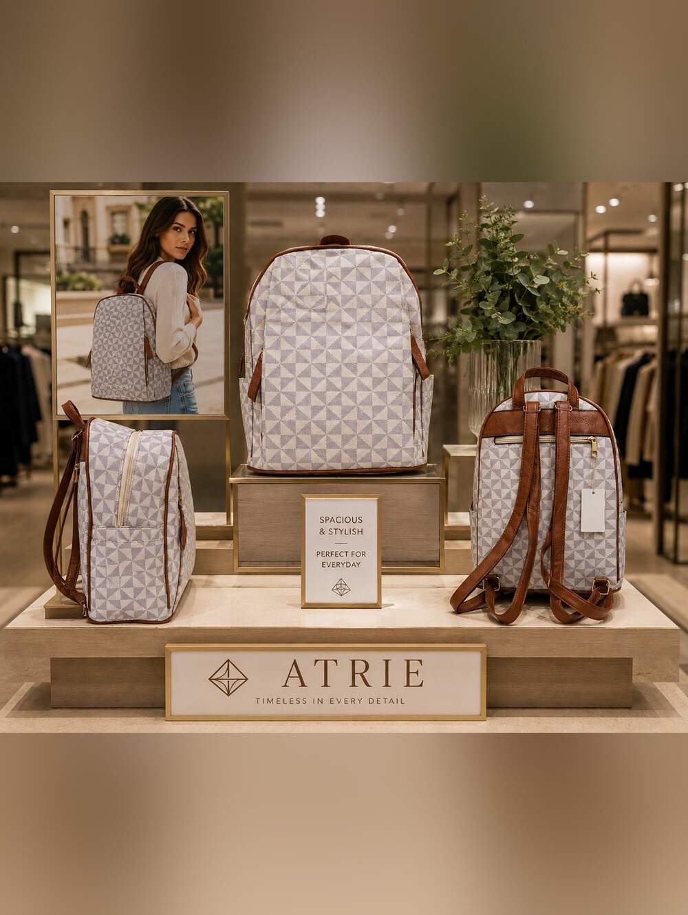 🚌 ✏️ 🍎Geometric Patterned Backpack & Crossbody Wristley - Picture 3 of 16